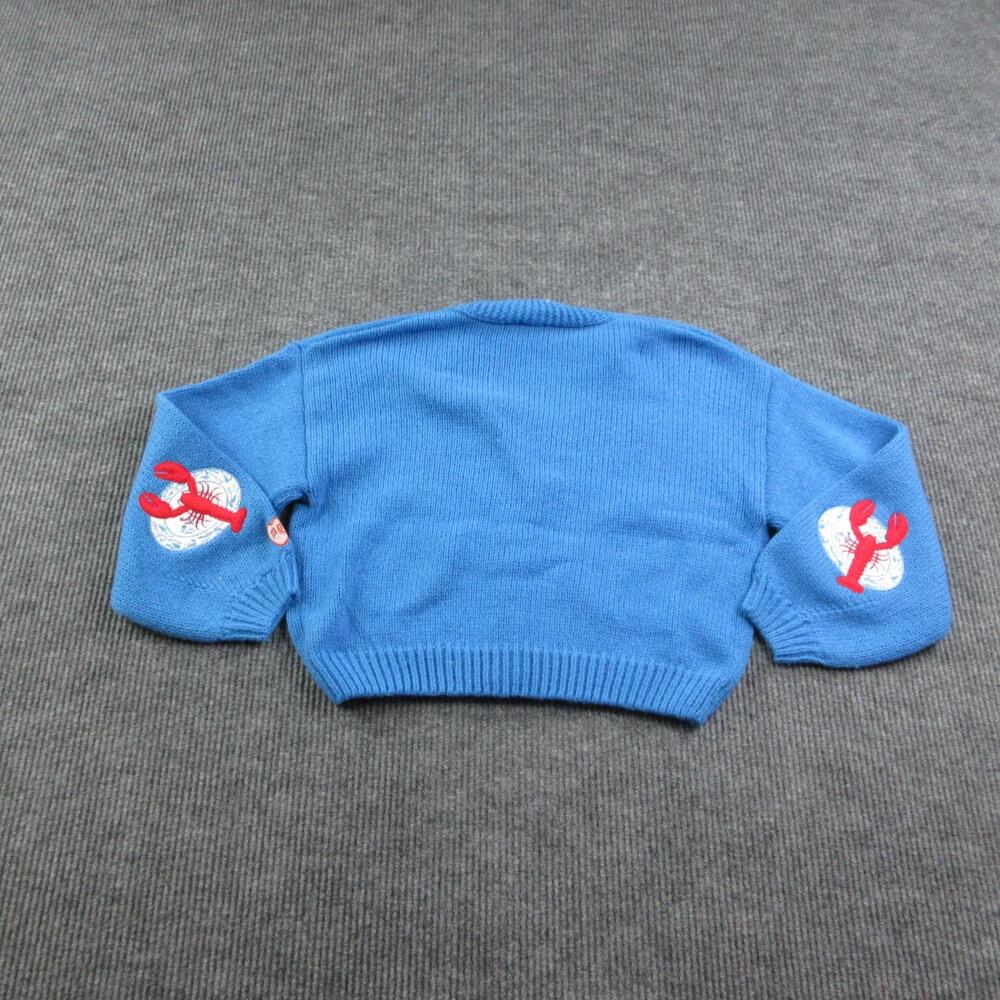 Mure+Grand Sweater Girls M/L Blue You're A Reel Catch Puff Cardigan Lobster NWT - Picture 15 of 16